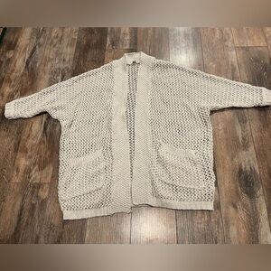 Ecote Cream Knit Cardigan with Textured Pattern